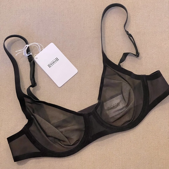 WOLFORD Velvet Trimmed Stretch Tulle Underwire Bra - Women’s Size 32B (EU 70B) - Picture 3 of 10